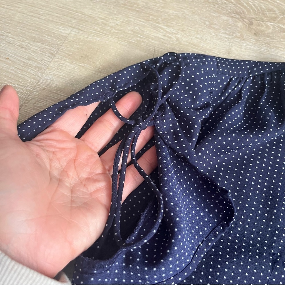J. Crew Mercantile Navy Blue & White Polka Dot Short Sleeve Mini Dress SZ 6 - Picture 5 of 11